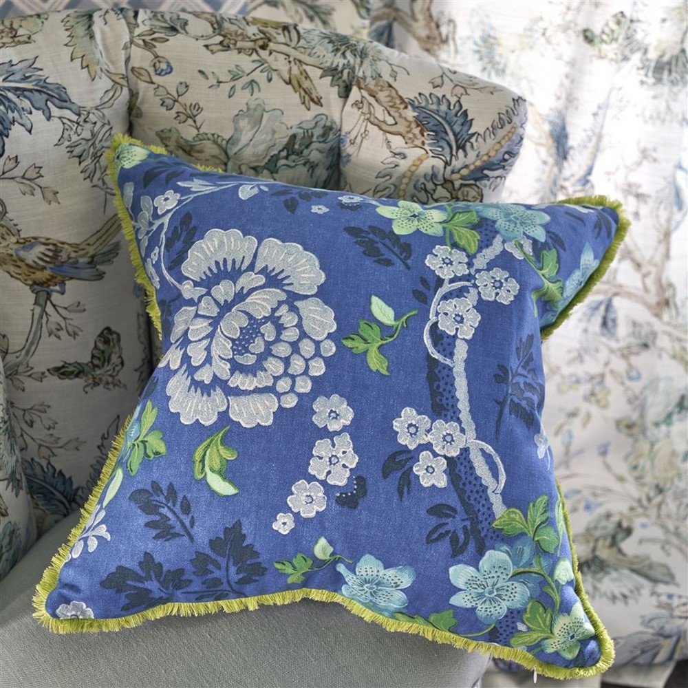 Eagle House Cushion by English Heritage in Damask Woad Blue